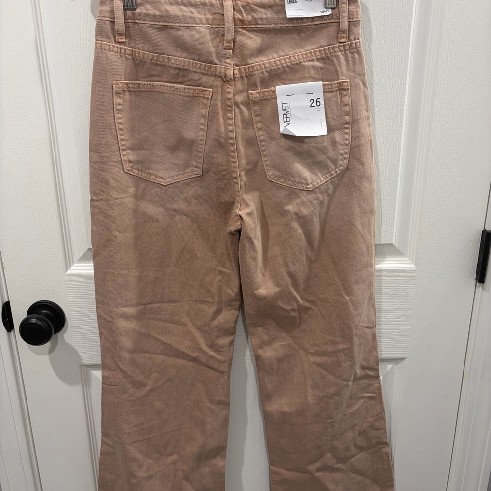 VERVET by Flying Monkey High-Rise Distressed Wide-Leg Jeans in Dusty Rose - Picture 2 of 2